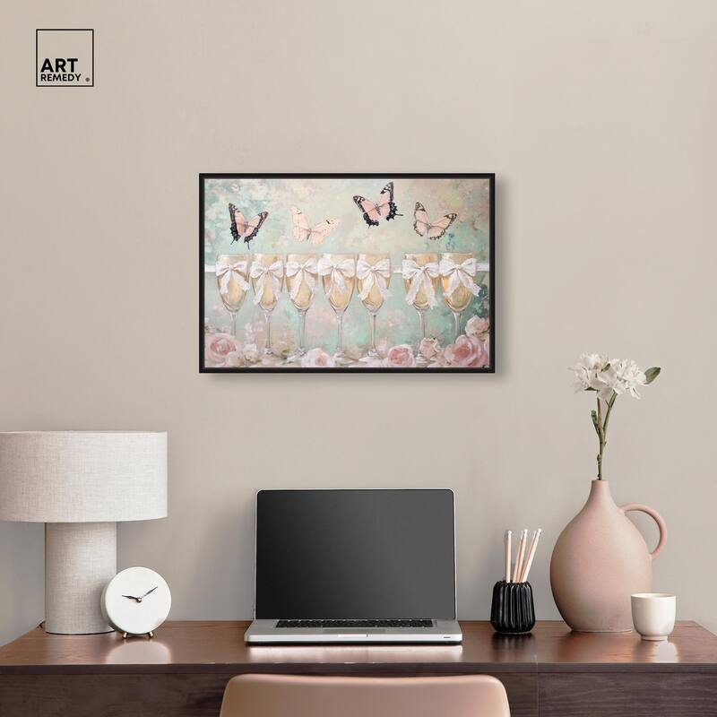 Champagne Mint and Pink Glass Canvas by Art Remedy