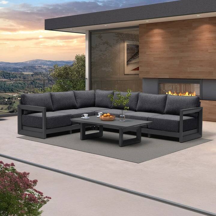PURPLE LEAF Caesar Grey Sofas Sectionals 4-18 Piece with 9.6" Thick Cushion for Yard Porch Deck Outdoor Patio Conversation Sets - 6 Seats+1 Table - L-shaped