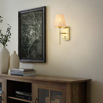 MLiAN Wall Sconce Rattan Wrapped Wall Lamp, Set of 2