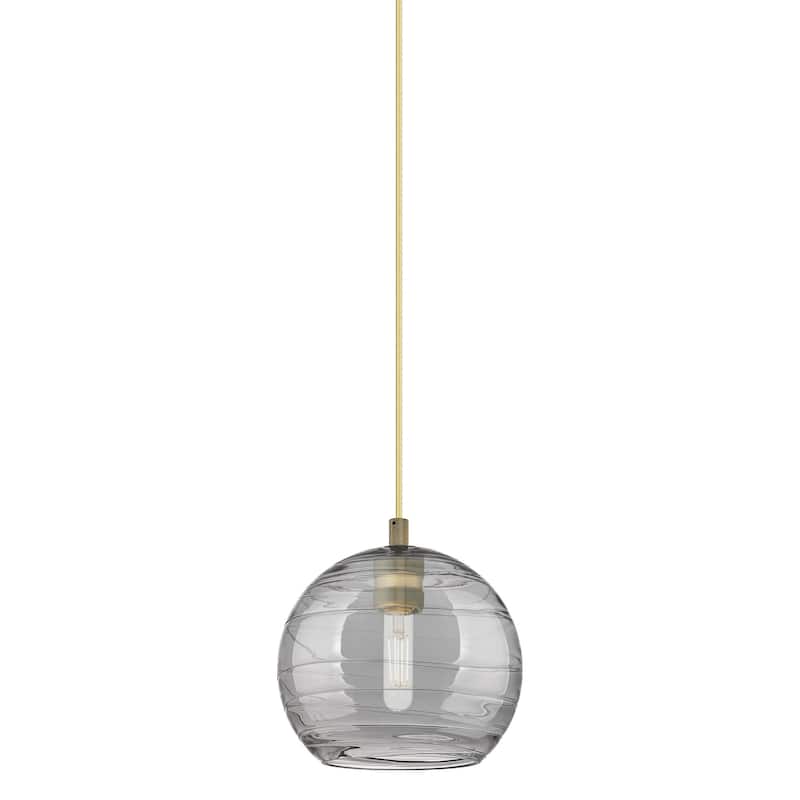Innovations Lighting 434-1P-8-8 Crown Point Pendant Crown Point 8" - Brushed Brass / Light Smoke Deco Swirl