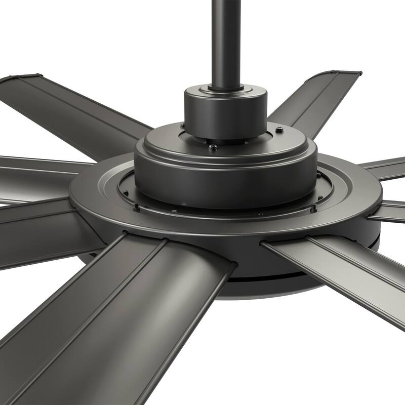 60-in Industrial 8-Blades Matte Black Dimmable LED Ceiling Fan with Light and Remote - 60 Inches