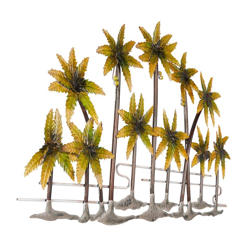 Metal Tree Indoor Outdoor Palm Tree Wall Decor - Green - Roche River Decor