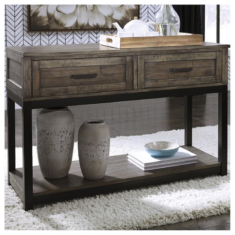 Signature Design by Ashley Denisenko Casual Sofa Table Grayish Brown - Veneer