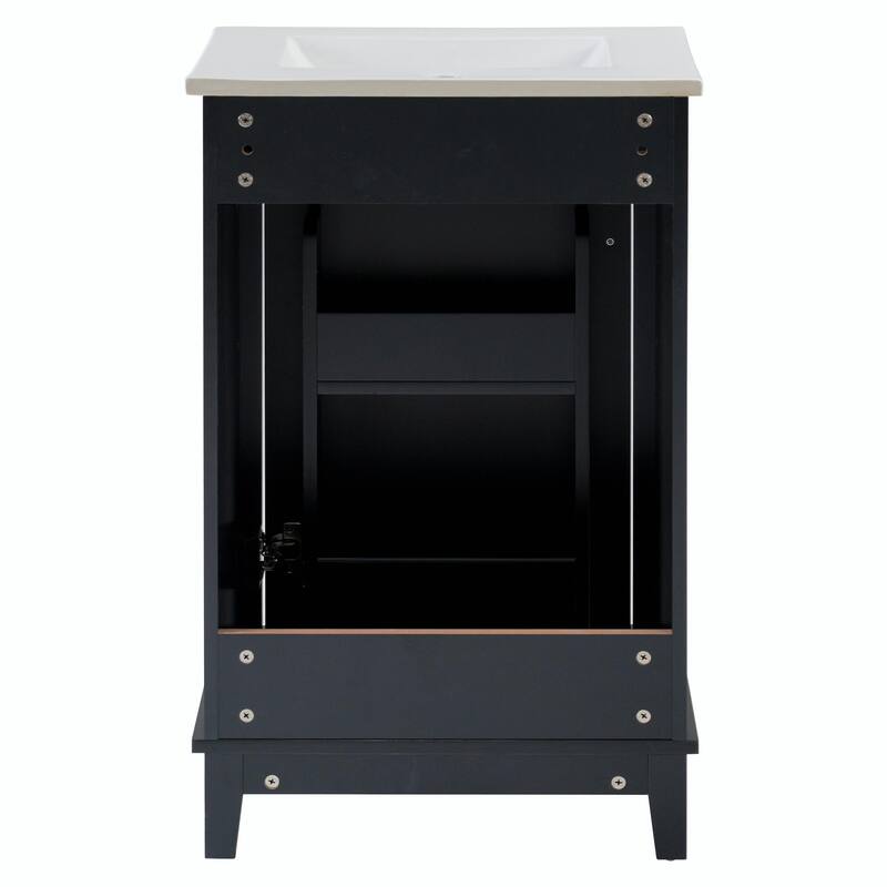 Modern 20-Inch Small Bathroom Vanity Cabinet with Ceramic Basin