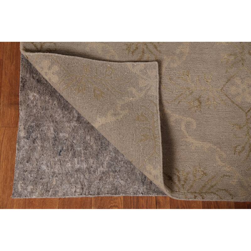 All-Over Beige Nepalese Contemporary Area Rug Handmade Wool Carpet - 4'1"x 5'11"