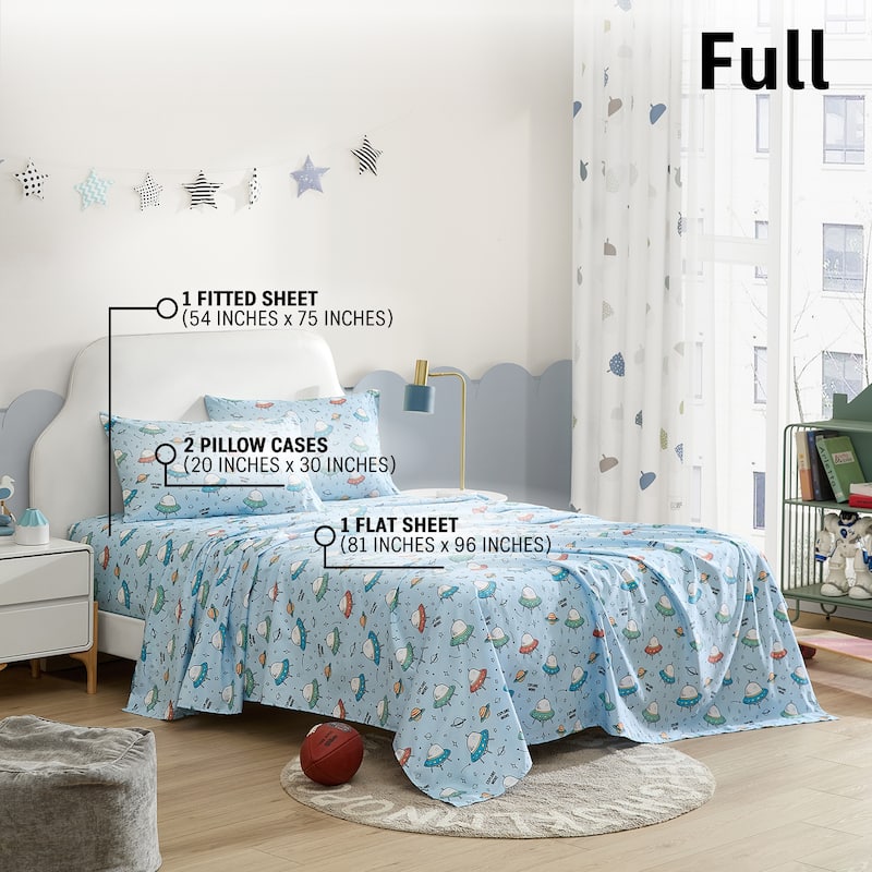 HLC.ME Printed Kids Bed Sheets - Patterned Bed Sheet Set - Wrinkle Resistant & Ultra Soft - For Mattresses up to 15 Inches Deep