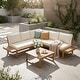 preview thumbnail 2 of 25, Outdoor 4 pieces V-Shaped Acacia Wood Sectional Sofa Set