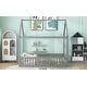 preview thumbnail 19 of 33, Wood House Bed with Fence and Door