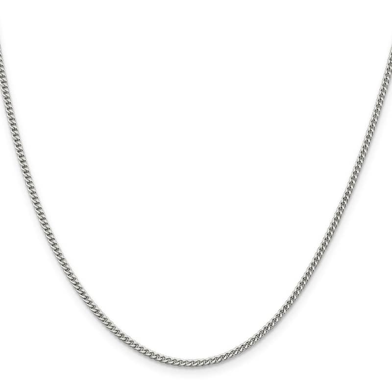Curata 925 Sterling Silver Rhodium 2mm Curb Chain Necklace Options: 16 18 20 22 24 26