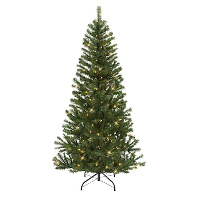Puleo International 6' Pre-Lit Canadian Spruce Artificial Christmas Tree