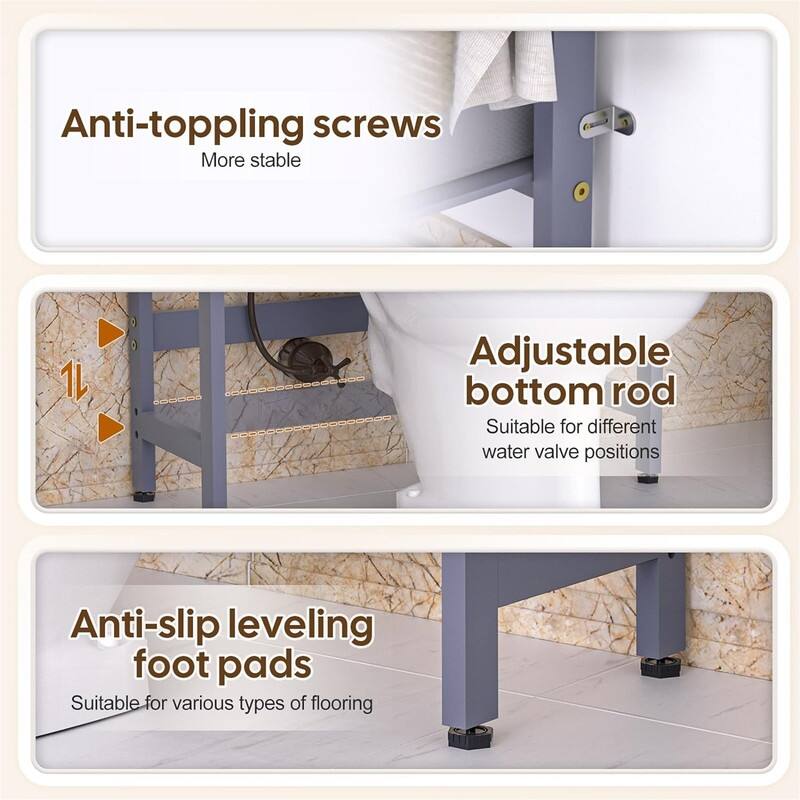 Over The Toilet Storage - 9.17"D x 23.23"W x 65.35"H