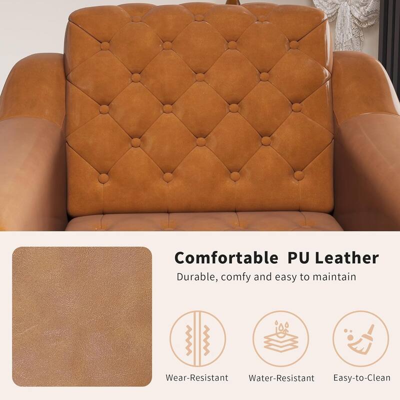 Cozy Accent Chair,PU Leather Modern Living Room Chairs,Mid-Century Office Reading Chair,Single Sofa,Armchair