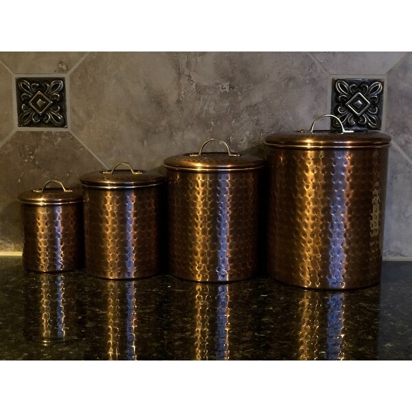 Top Product Reviews For 4 Piece Hammered Antique Copper Canister Set 10547057 Overstock