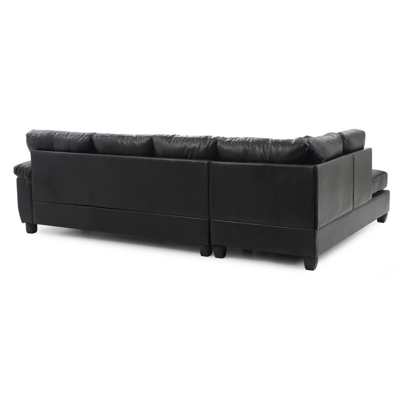 G903B-SC Sectional, Black, PU, Removable Backs, Adjustable Chaise, Hardwood Frame, Pocketed Coil Cushions