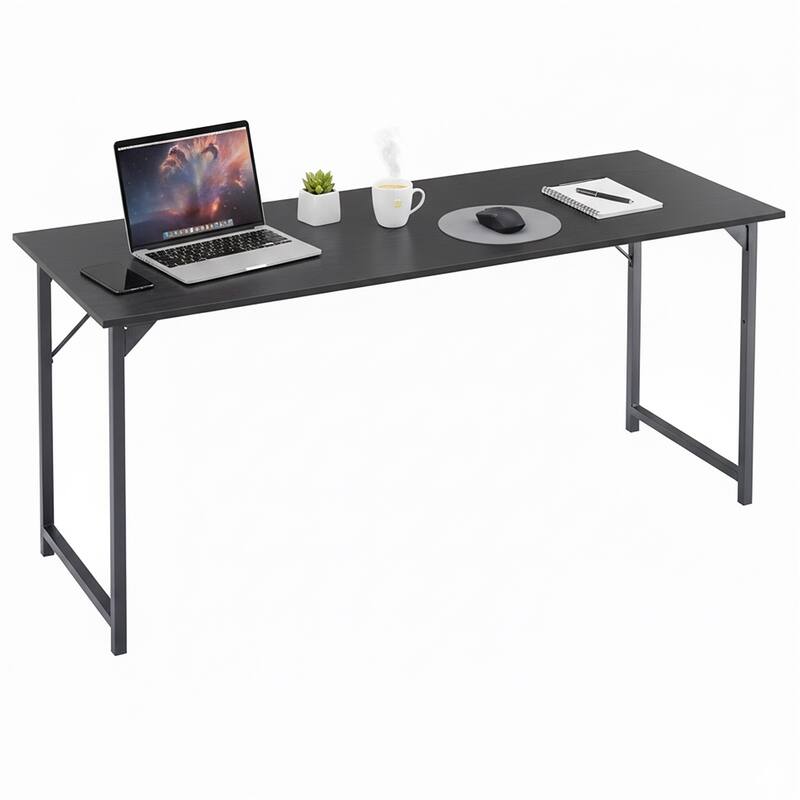 Computer Desk, 40-63 Inch Home Office Desk, Gaming Writing Work from Home Study Desk, Large Legroom, Sturdy Metal Frame - 63inch - Black