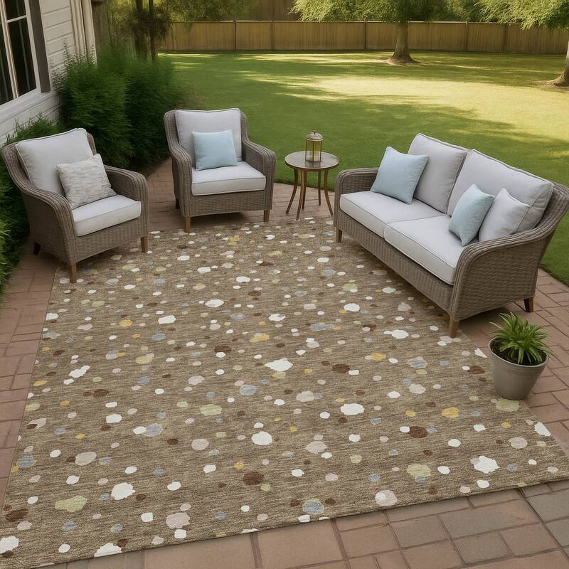 Machine Washable Indoor/ Outdoor Contemporary Sheinelle Chantille Rug - Brown - 5' x 7'6"
