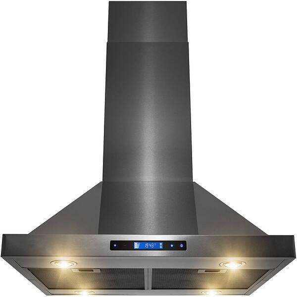 Island Mount Range Hood - Black Stainless Steel Hood for ...