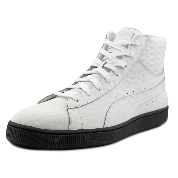 Puma Basket Classic Mid Men Round Toe Leather White Sneakers