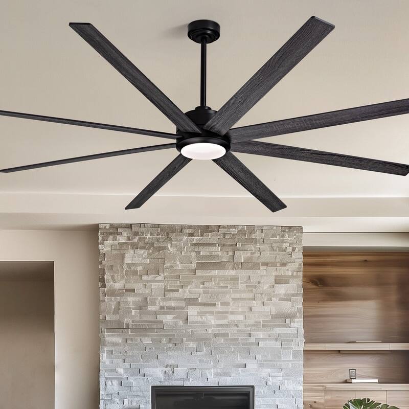 84" Ceiling Fan with Light Black Indoor/Outdoor Ceiling Fan for Living Room Large Dimmable Ceiling Fan with Remote APP Control - Black