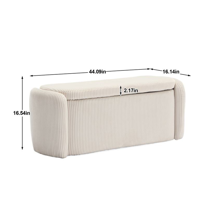 Entryway Upholstered Fabric Storage Ottoman