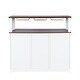 preview thumbnail 6 of 9, White Sliding Door Coffee Bar Cabinet Sideboard with Wine Bottle Rack