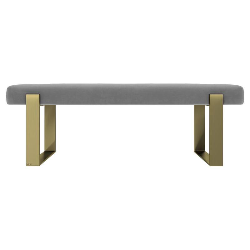 Vant Upholstered Bed Bench - Micro Suede Charcoal Grey-Burnished Brass