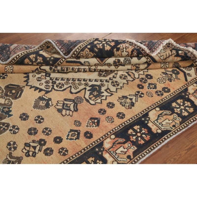 Bakhtiari Persian Vintage Area Rug Handmade Wool Carpet - 5'1" x 9'11"
