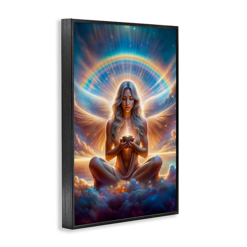 Stupell Enlightened Angel with Tea Framed Giclee Art Design By Spirit of the Rainbow