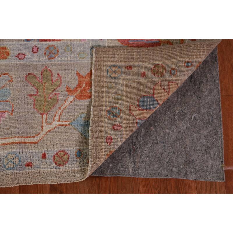 Hand Knotted Oriental 100% Wool Carpet Transitional All-Over Beige & Ivories Oushak Area Rug - 9' 10'' X 8' 5''