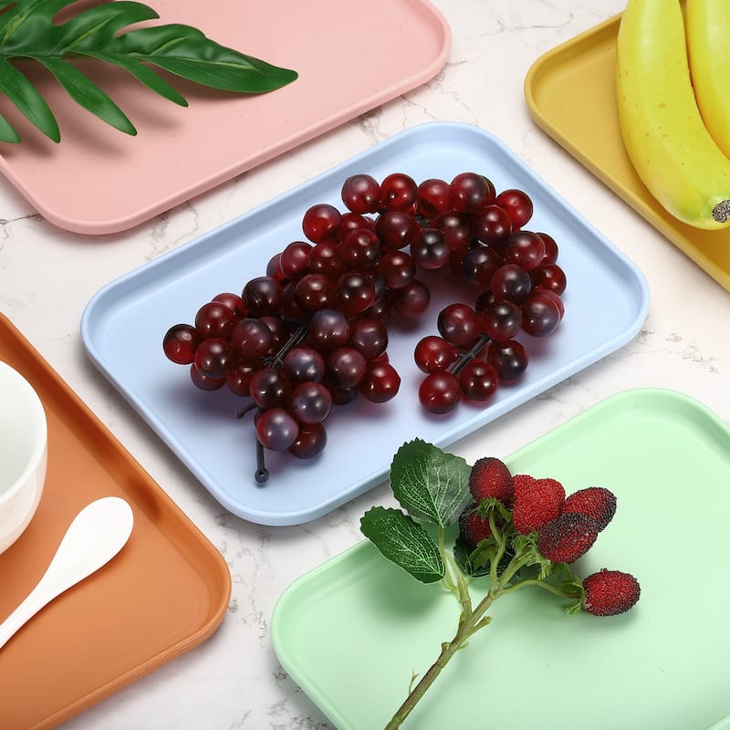 2Pcs Plastic Fast Food Serving Tray 15" x 10.6", Serving Platter - 15" x 10.6"
