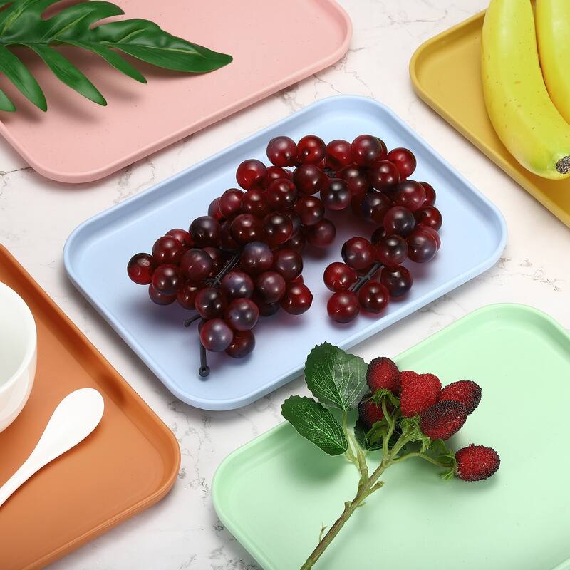 3Pcs Plastic Fast Food Serving Tray 12.2" x 8.9", Serving Platter - 12.2" x 8.9"