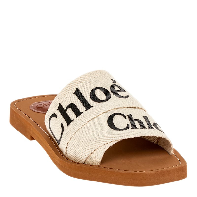 Chloe Woody Flat Mule. - White - 39 EU