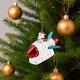 preview thumbnail 3 of 5, Santa in a Rocket Ship Glass Christmas Ornament - 4.25" - Silver