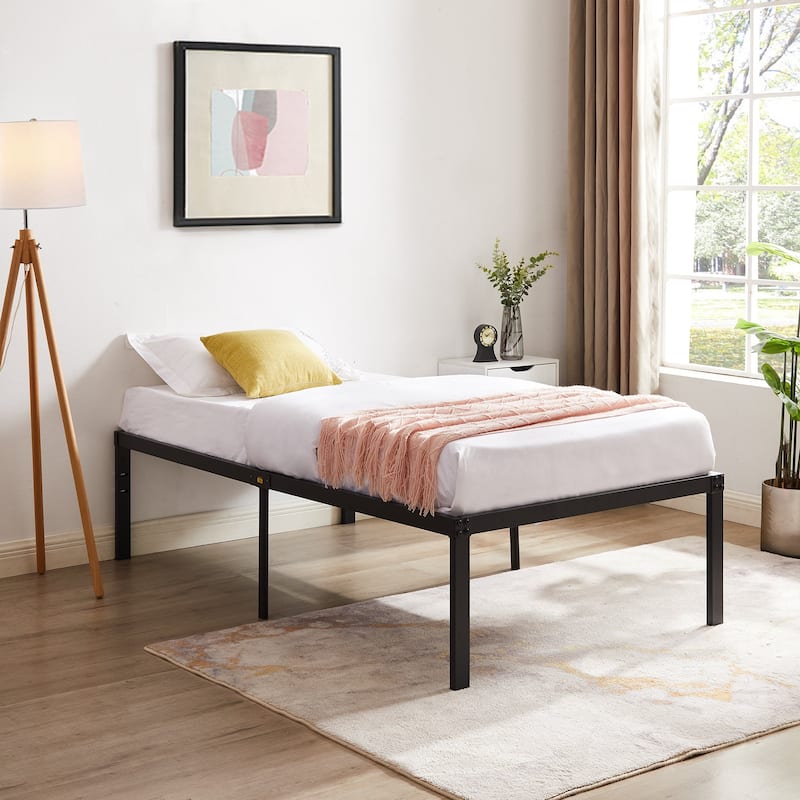 Javlergo 14/16/18 Inch Metal Platform Bed Frame, Heavy Duty Slat Support /No Box Spring Needed