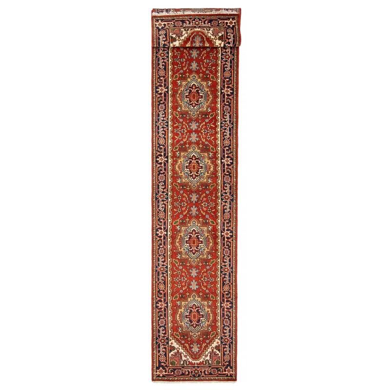 ECARPETGALLERY Hand-knotted Serapi Heritage Red Wool Rug - 2'7 x 18'1 - Red - 2'7 x 18'1