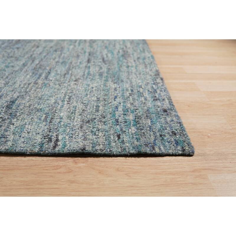 Hand-Knotted Wool & Bamboo Silk Modern Classic Rug, 8' x 10', Blue Area Rug, Soft Luxurious Handcrafted Design - L