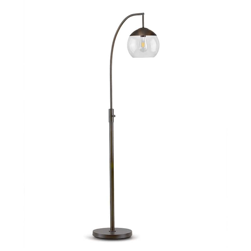 Metro 68"H Glass Globe One Light LED Dimmable Floor Lamp with LED Vintage Bulb - DarkBrozne/GlassClear