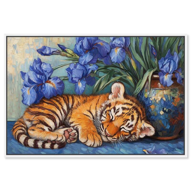 Gentle Tiger Nap Canvas by Art Remedy - White - 45" x 30"