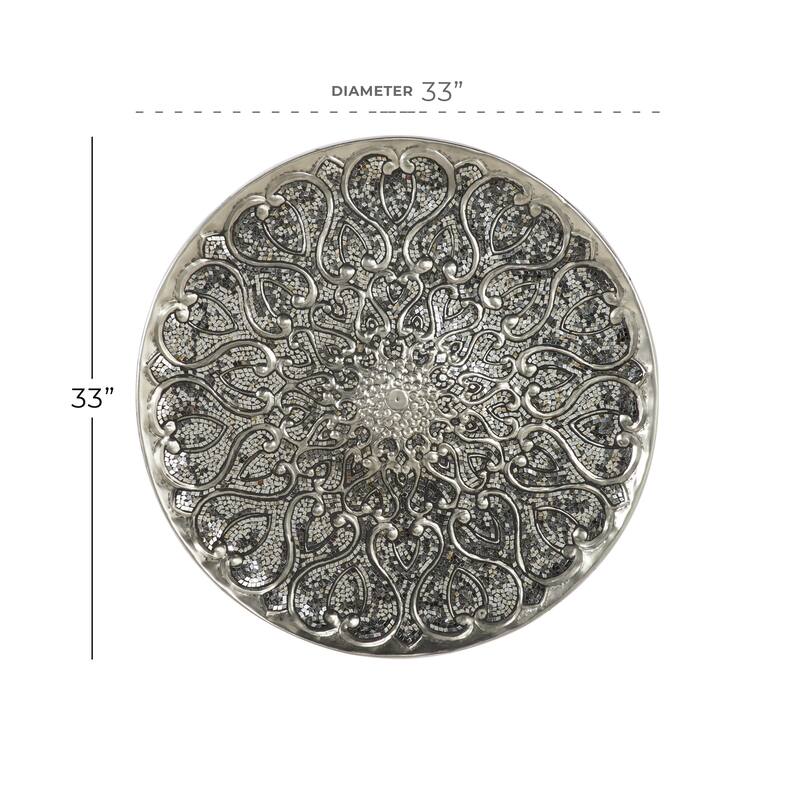 Metal Plate Home Wall Decor with Embossed Details - Silver - Roche River Decor