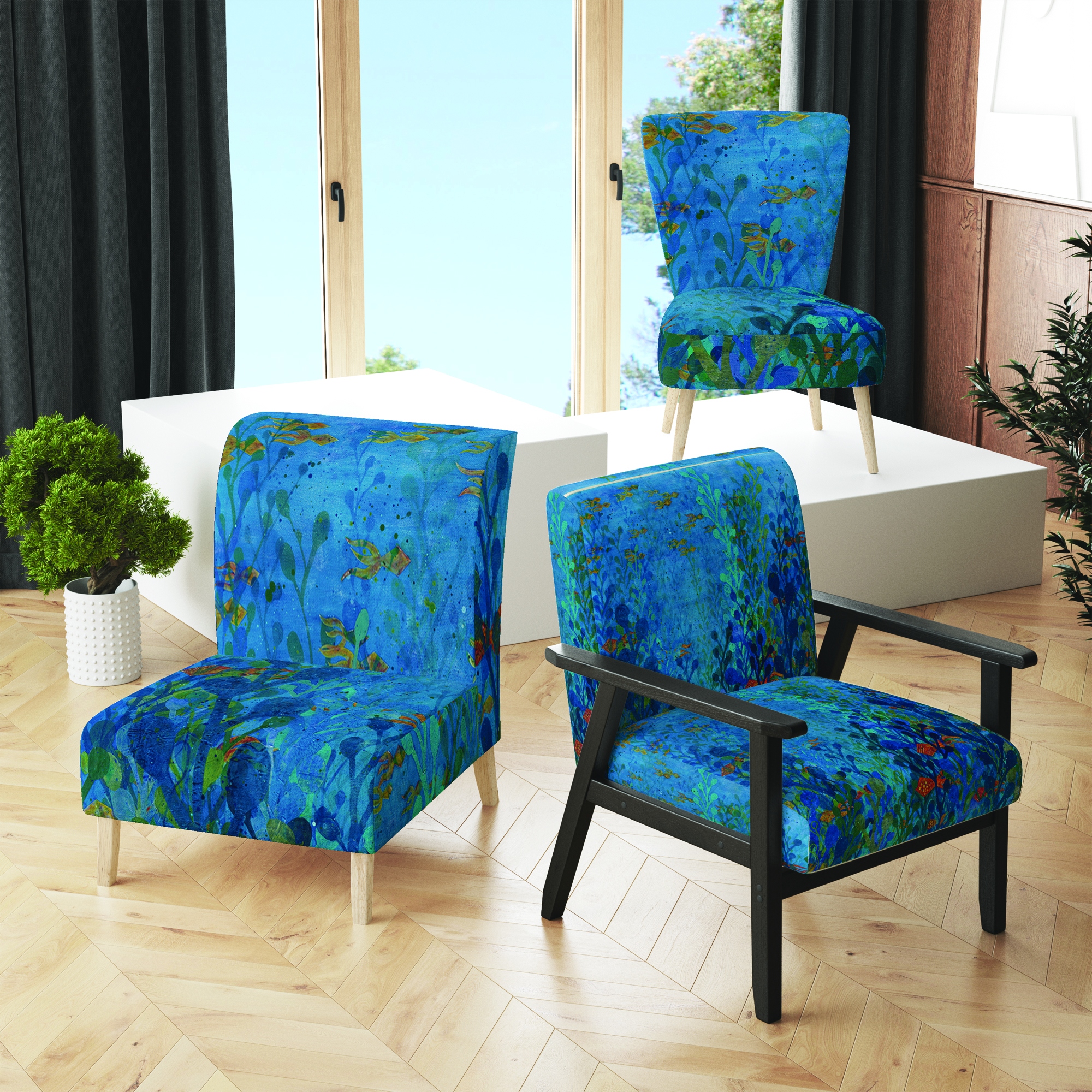Coastal blue on sale accent chair