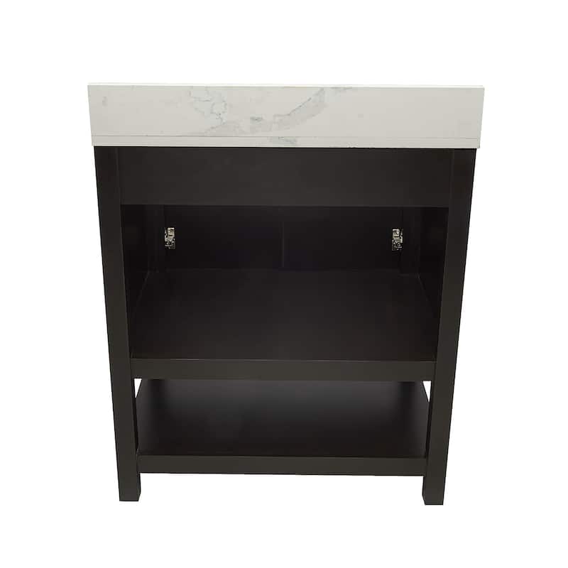 Taos 31" Bathroom Vanity in Espresso with Quartz Stone Vanity Top Sink w/ Backsplash in Galaxy White Single Hole