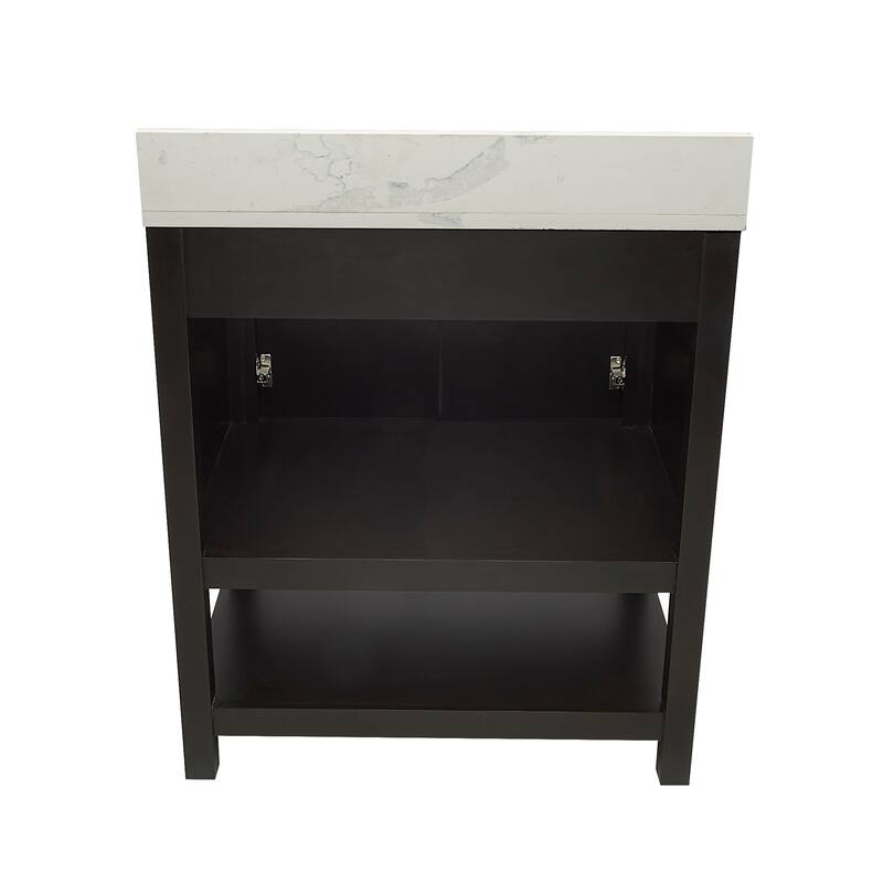 Taos 31" Bathroom Vanity with Cultured Marble Vanity Top Sink in White with White Basin