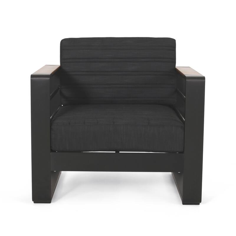 Giovanna Outdoor Aluminum 5 Seater Chat Set with Water Resistant Cushions by Christopher Knight Home