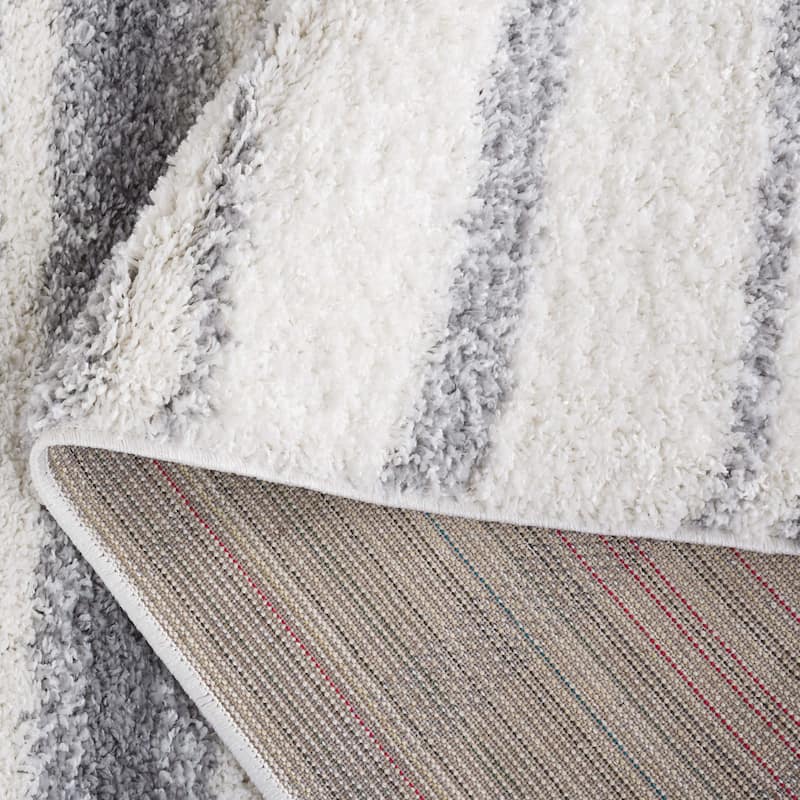 SAFAVIEH Border & Stripe Shag Hammy Modern 1.4-inch Thick - 2'2" x 8' Runner