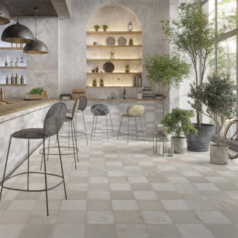 Merola Tile Kings Clay Checker Silver 17-5/8" x 17-5/8" Ceramic Floor and Wall Tile