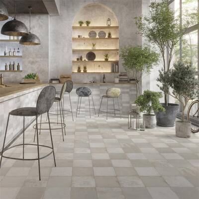 Merola Tile Kings Clay Checker Silver 17.63" x 17.63" Ceramic Floor and Wall Tile