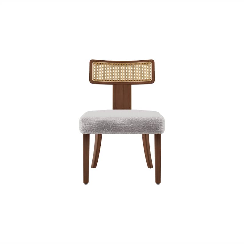 Mid Century Dining Chairs Set of 2,Solid Wood and Rattan Net Back
