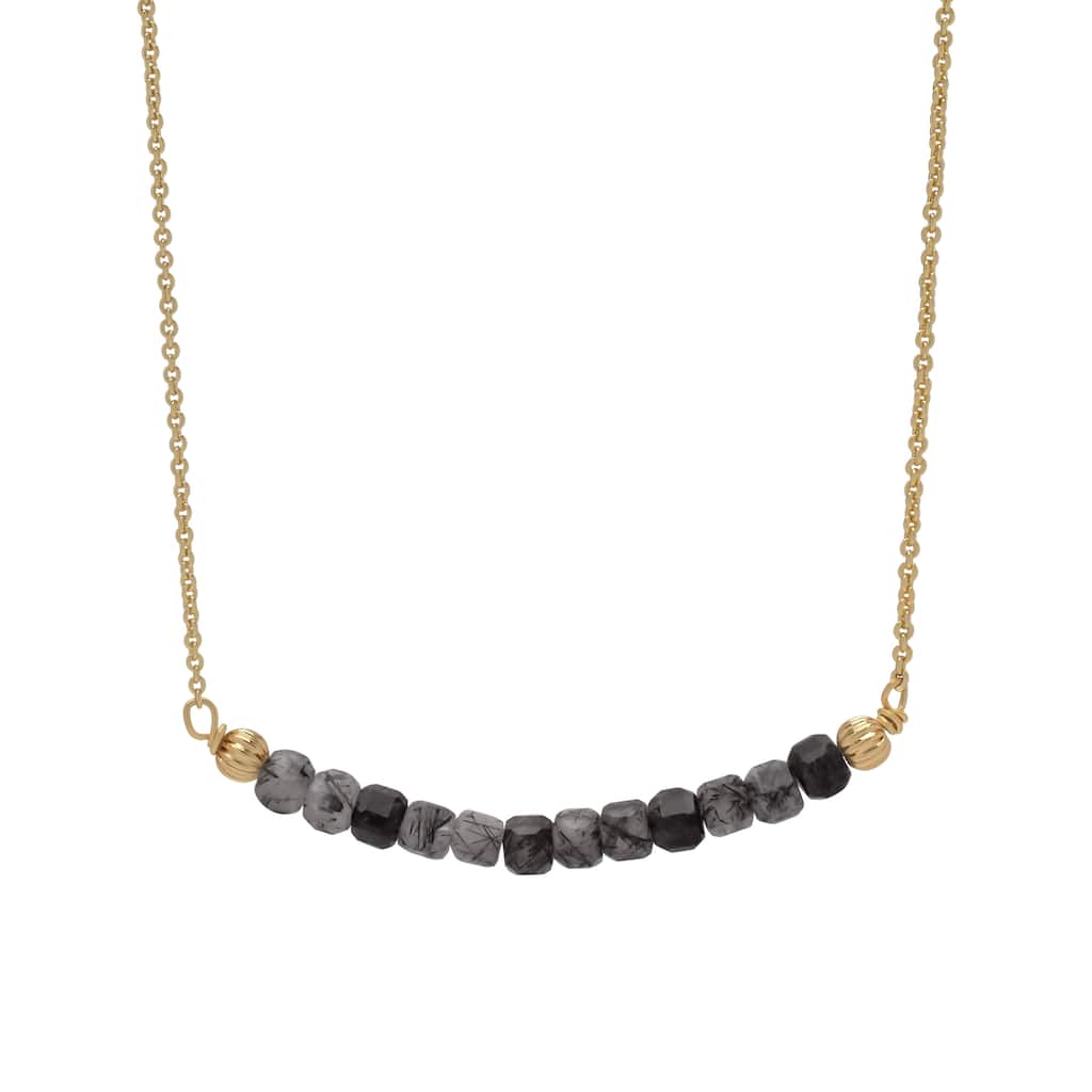 Victoria Townsend Gold Plated Black Marble Crystal Barcode Necklace