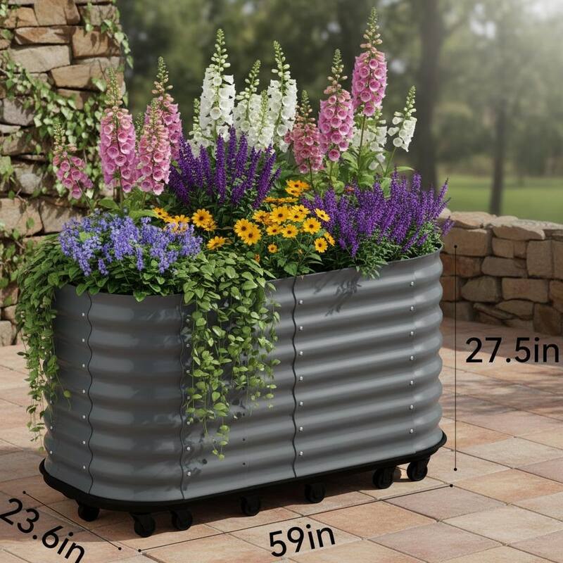 Self-Watering Raised Garden Bed, with Lockable Wheels & Water Reservoir