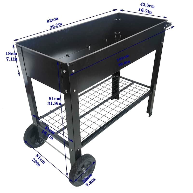 Metal Raised Garden Bed on Wheels for Outdoor Use